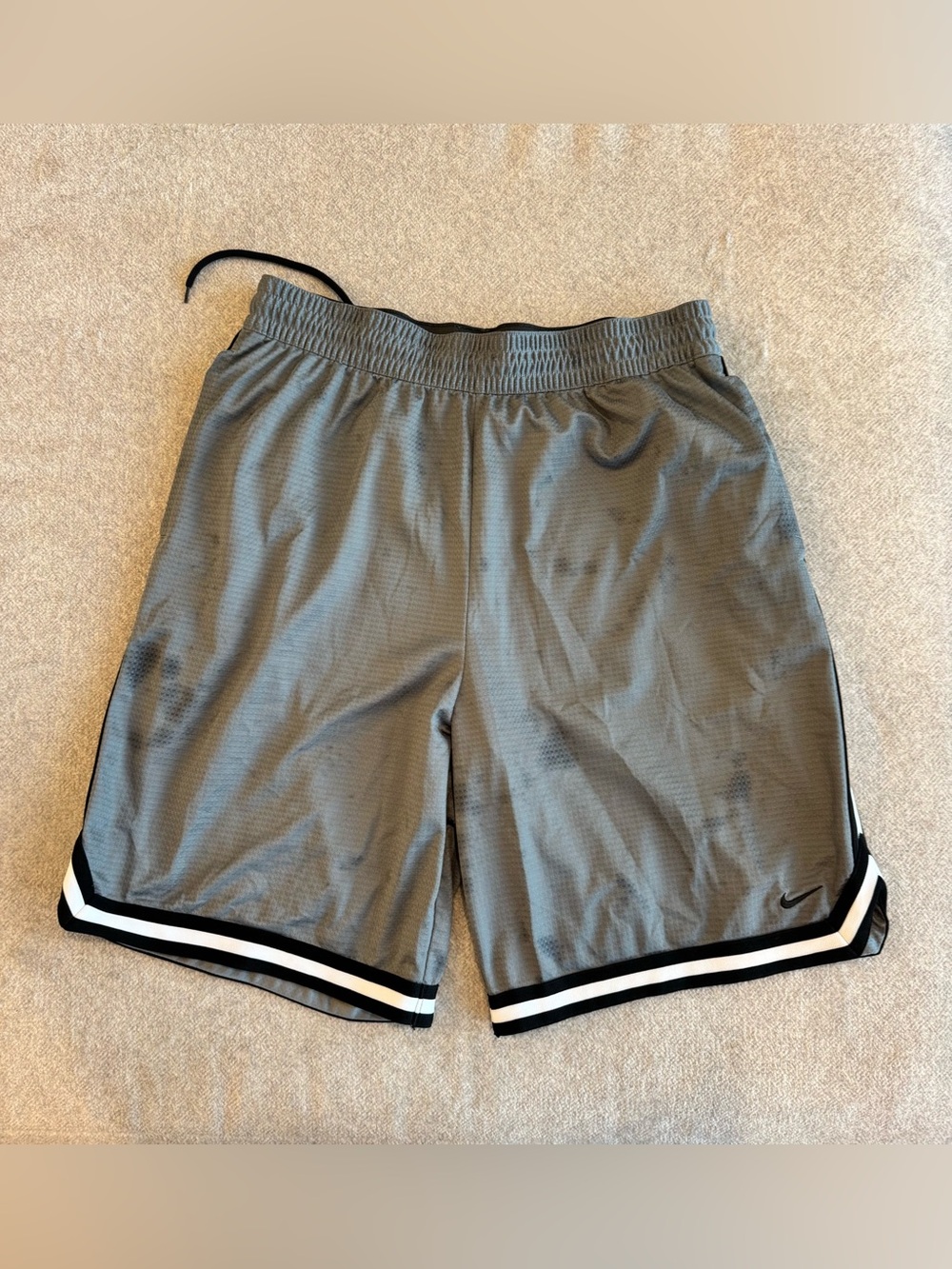Nike Men’s Gray Athletic Shorts with Black & White Trim
